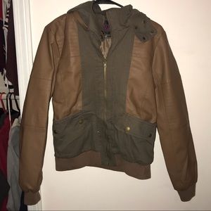 Leather bomber jacket.